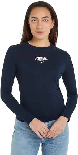 Tommy Jeans Basic Langarmshirt Damen weiß / blau
