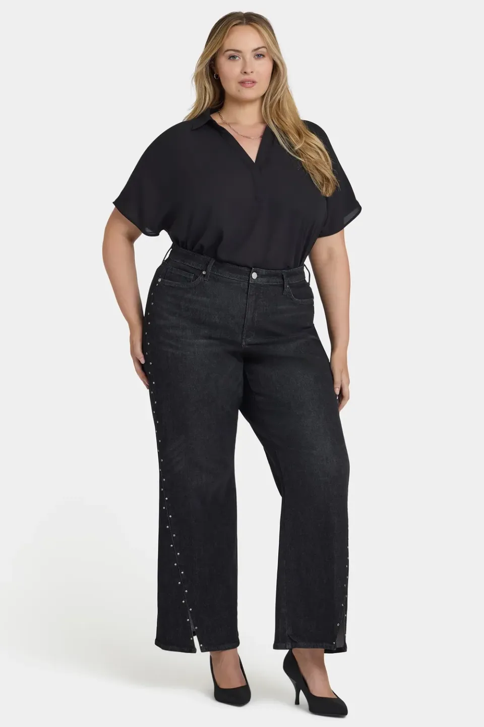NYDJ Teresa Wide Leg Plus Jeans French Nightfall