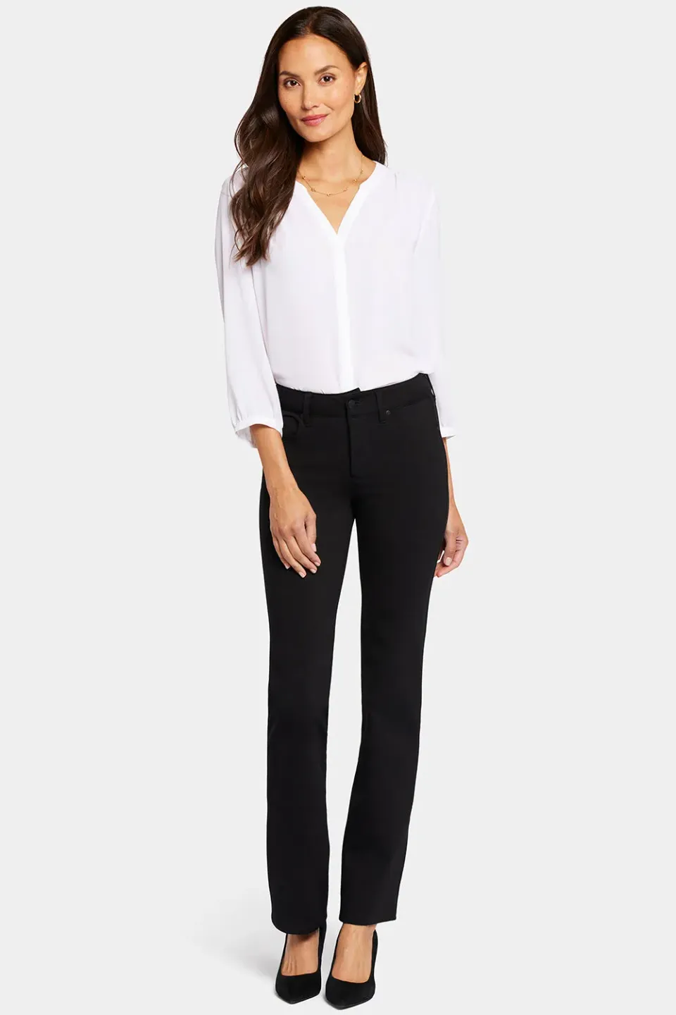 NYDJ Marilyn Straight Hose Schwarz Ponte