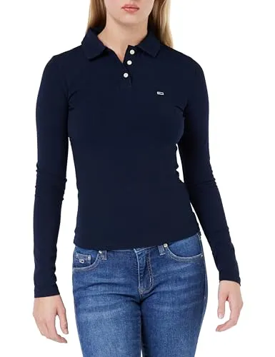 Tommy Jeans TJW Slim Essential DW0DW17221 Damen Polo S Langarm