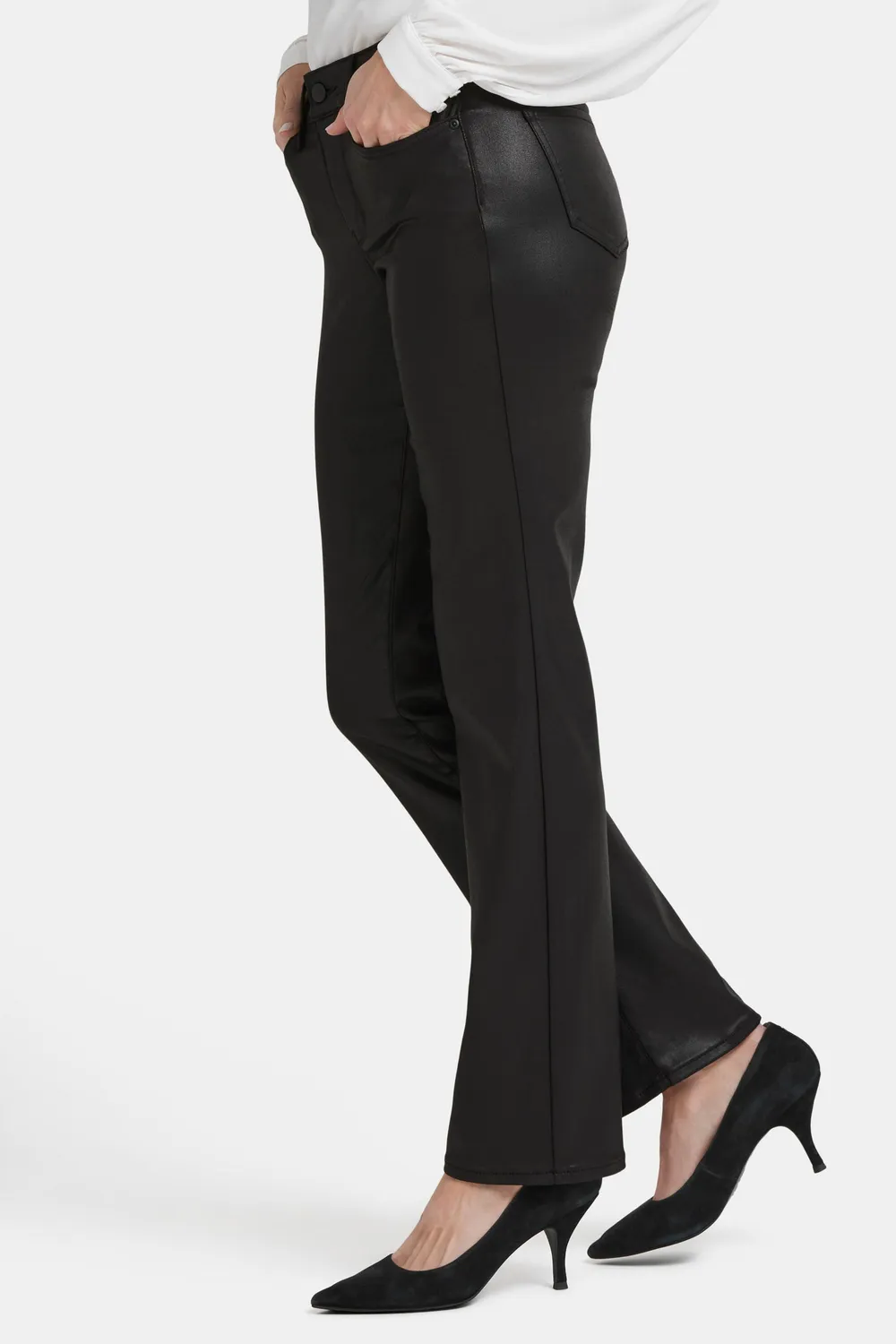 NYDJ Coated Marilyn Straight Jeans Schwarz Coated