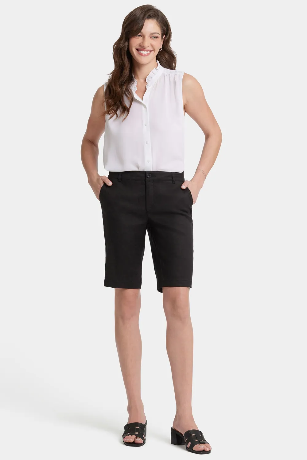 NYDJ Bermuda Shorts Schwarz Leinen