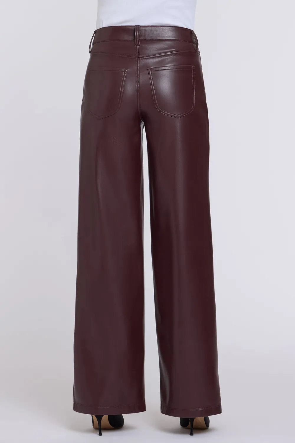 NYDJ Teresa Wide Leg Kunstlederhose Bitter Chocolate