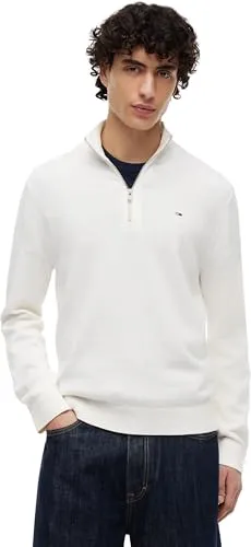 Tommy Jeans Zip-Pullover Light Troyer XS Off White Kragen