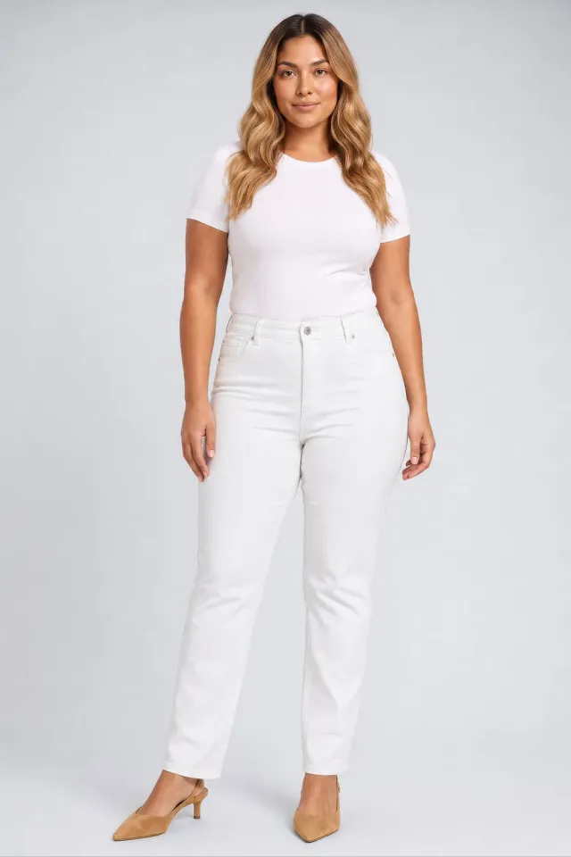 NYDJ Marilyn Straight Hose Plus Vintage White Cord