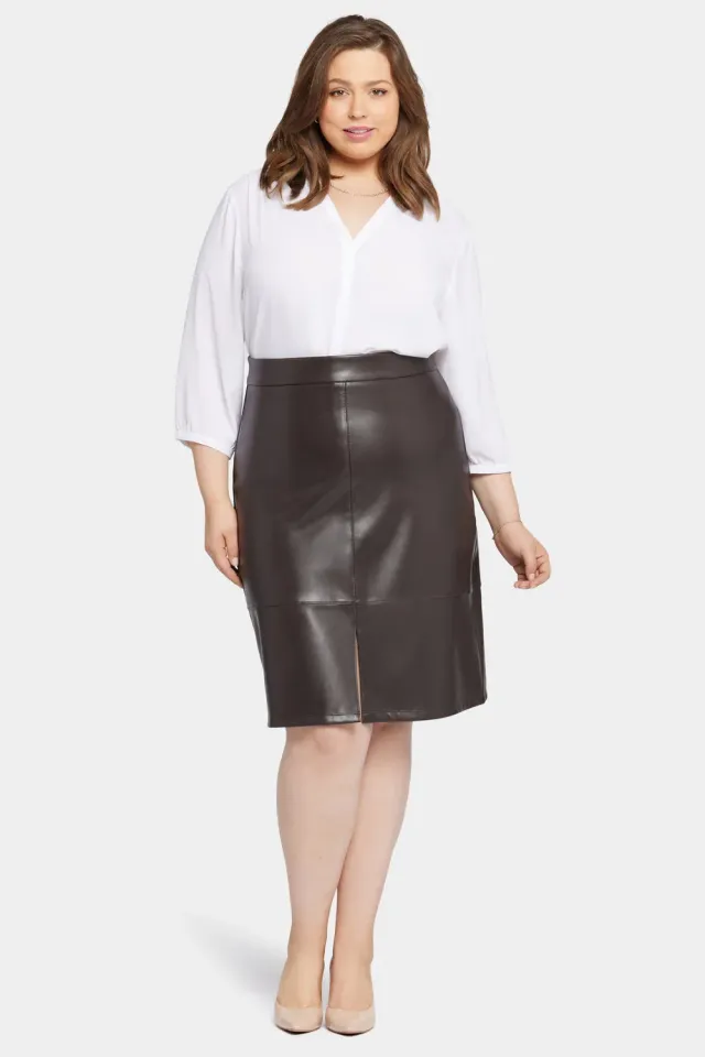 NYDJ Faux Leather A-Line Rock Cordovan Plus