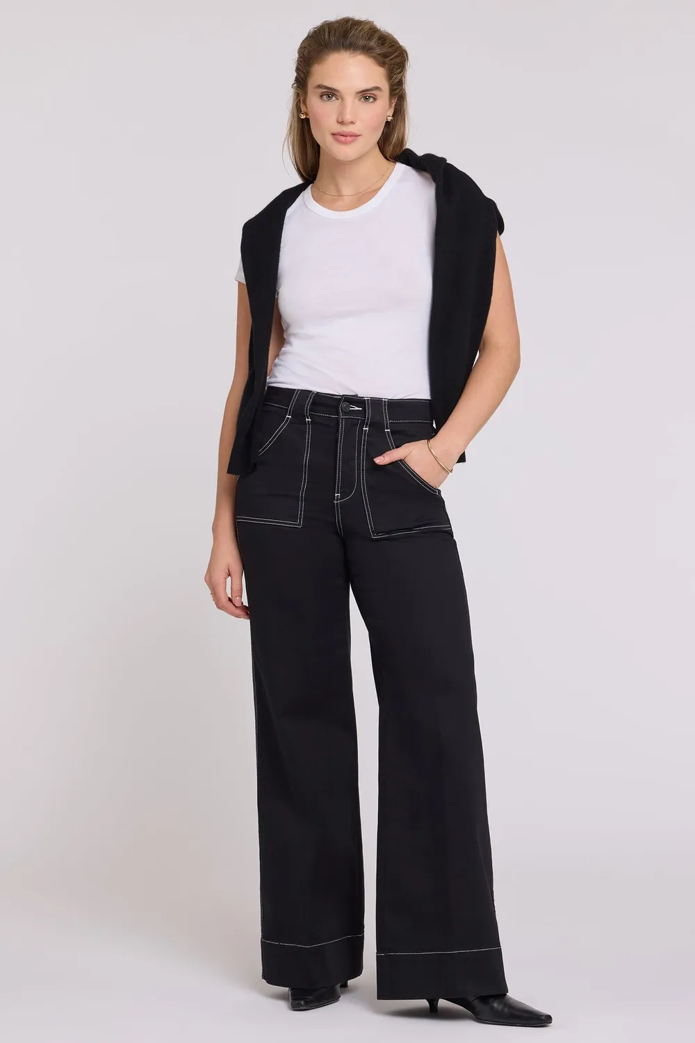 NYDJ Mia Palazzo Jeans Schwarz Wide Leg Lift Tuck