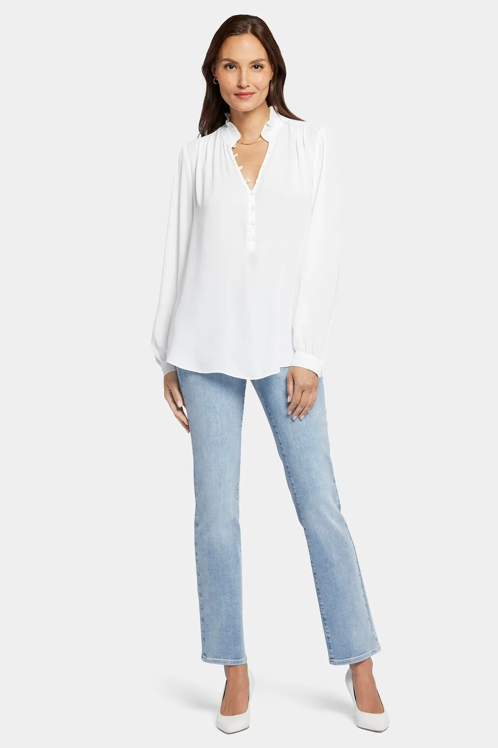 NYDJ Hannah Bluse Optic White Recycled