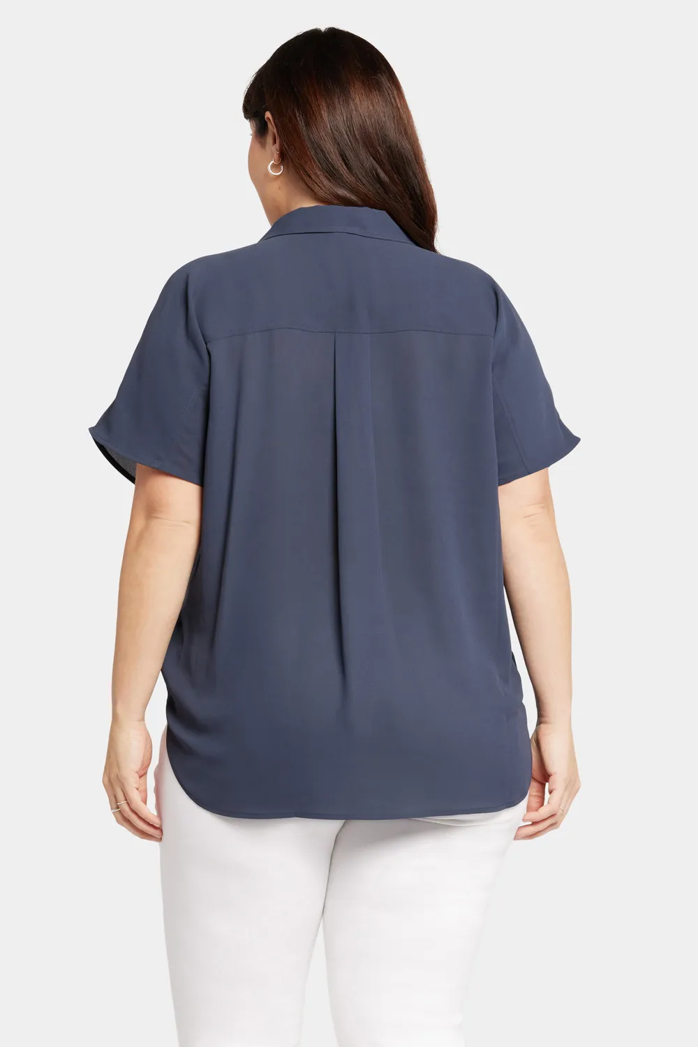 NYDJ Becky Kurzarm Bluse Oxford Navy Plus