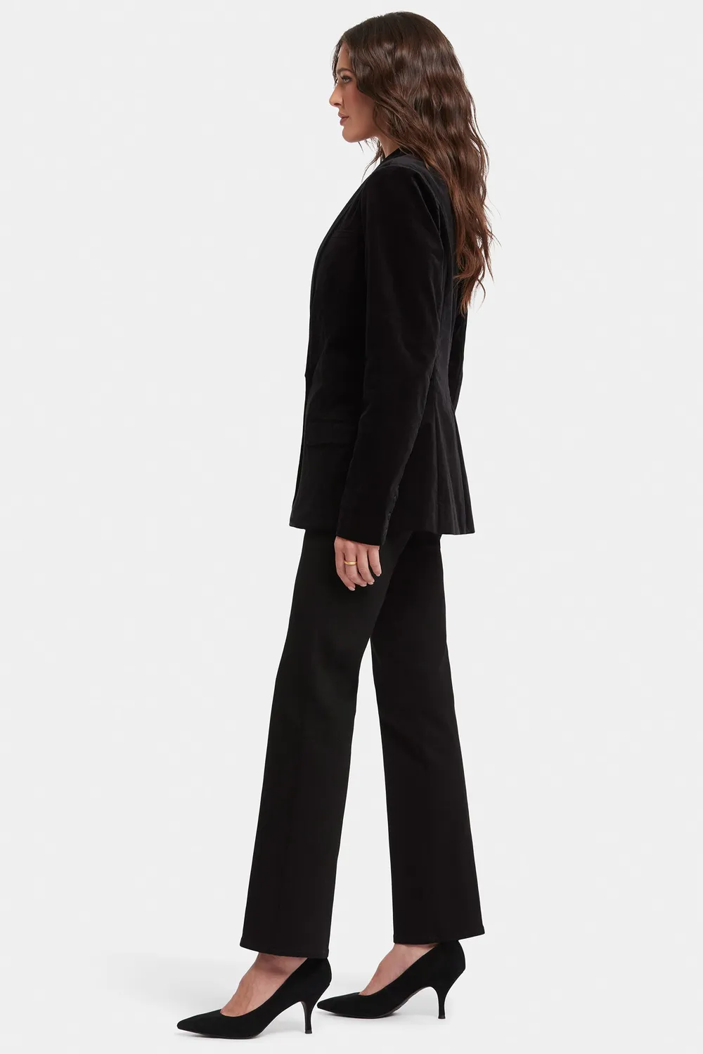 NYDJ Tuxedo Jacke Schwarz Velveteen Einreihig