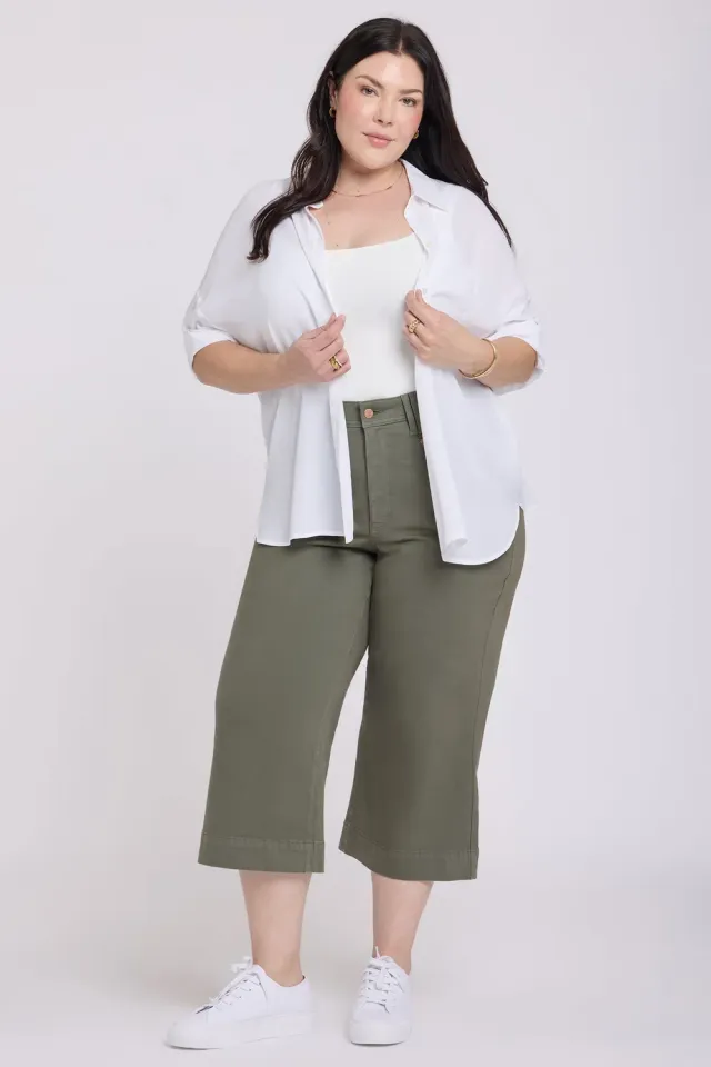 NYDJ Brigitte Wide Leg Capri Jeans Desert Green Plus