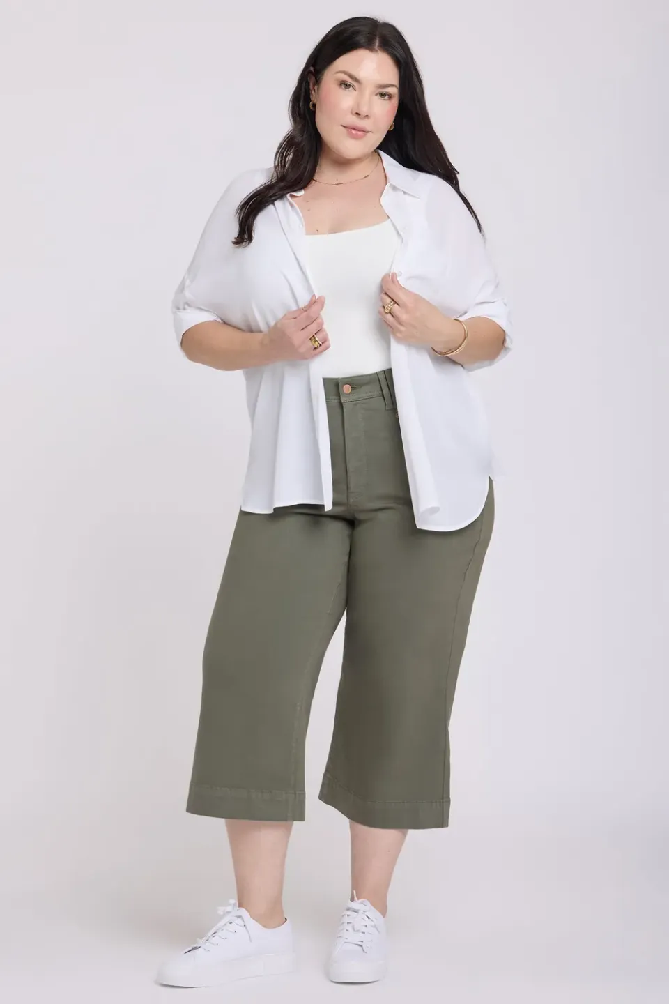 NYDJ Brigitte Wide Leg Capri Jeans Desert Green Plus