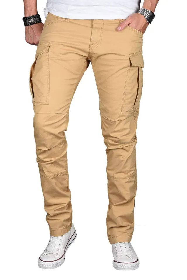 Alessandro Salvarini AS-032 Herren Cargohose Beige Stretch