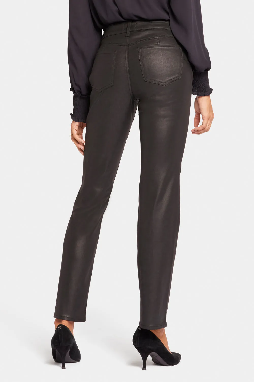 NYDJ Uplift Marilyn Straight Jeans Black Coated Po-Lift
