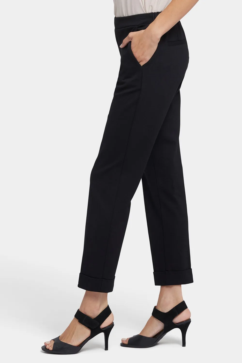 NYDJ Cassidy Ankle Pull-On Hose Petite Schwarz Ponte
