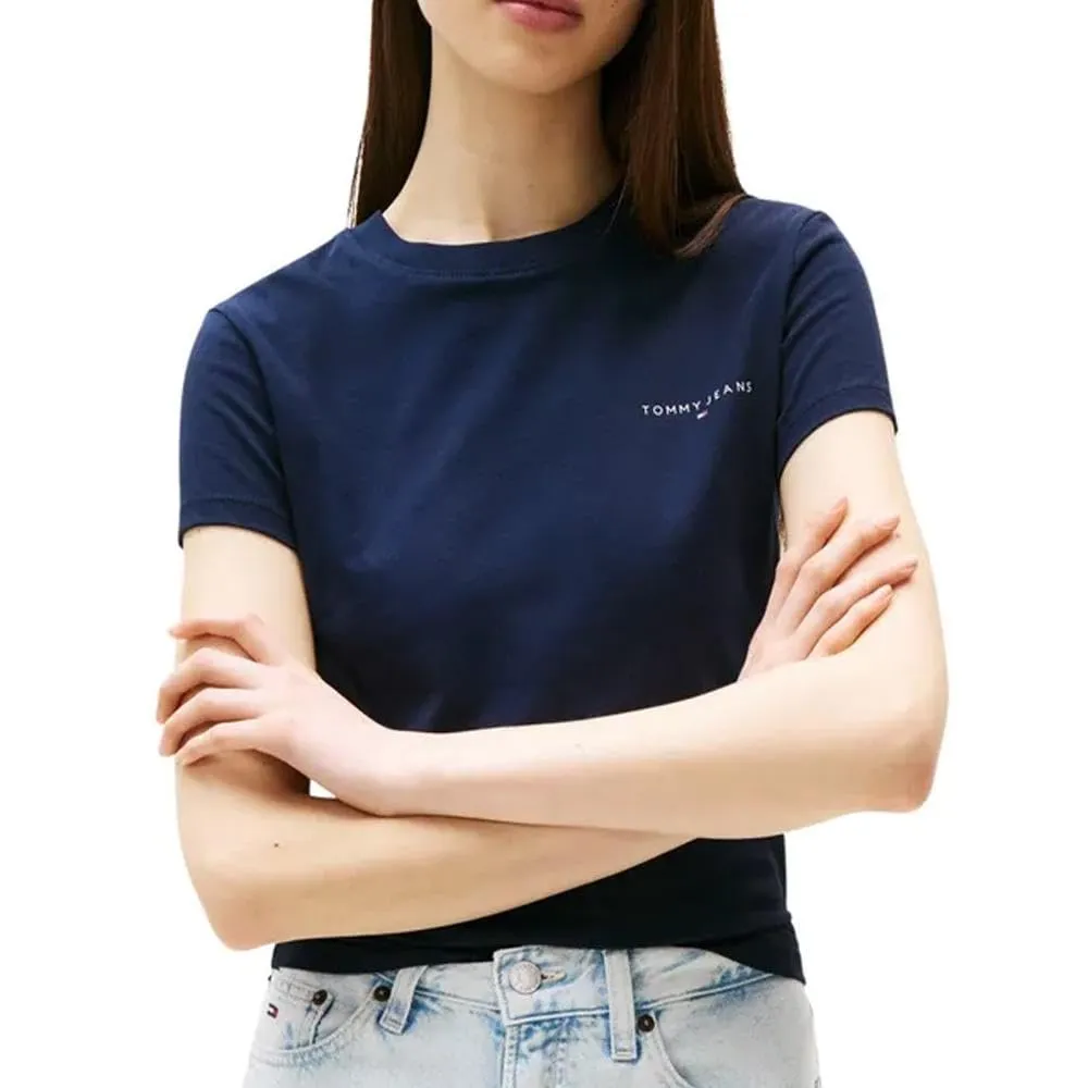 Tommy Jeans Slim Linear T-Shirt Damen M Baumwolle