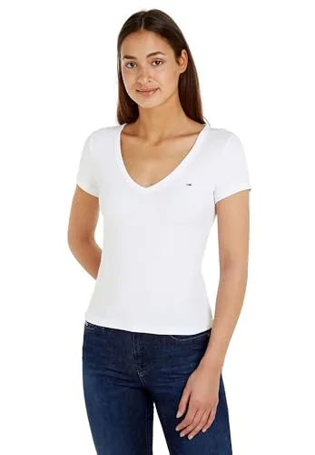 Tommy Jeans Slim Rib T-Shirt V-Ausschnitt