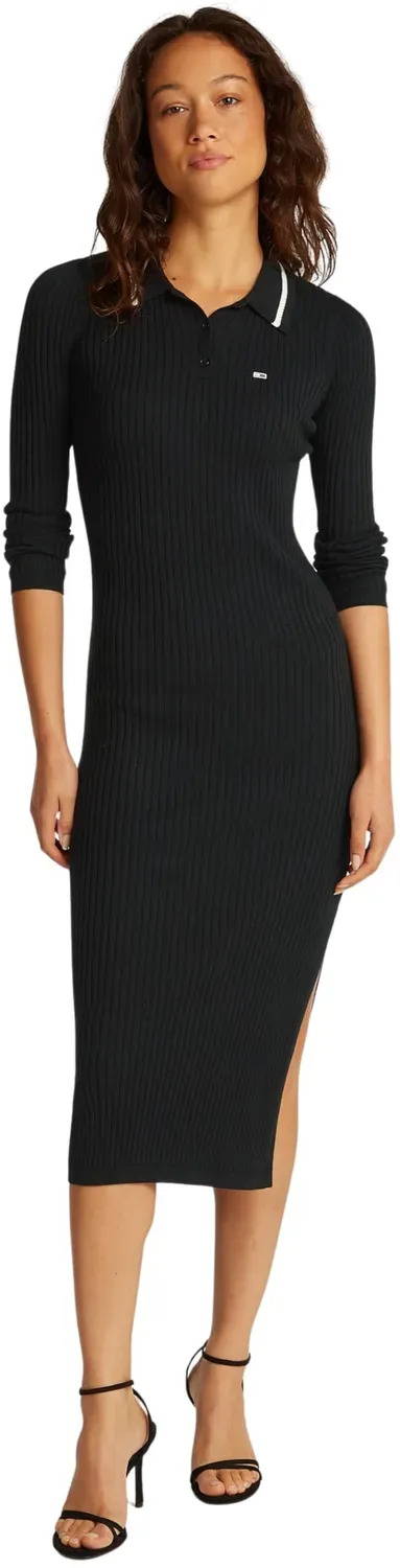 Tommy Jeans Polokleid Midi Kleid Größe M mit Schlitz