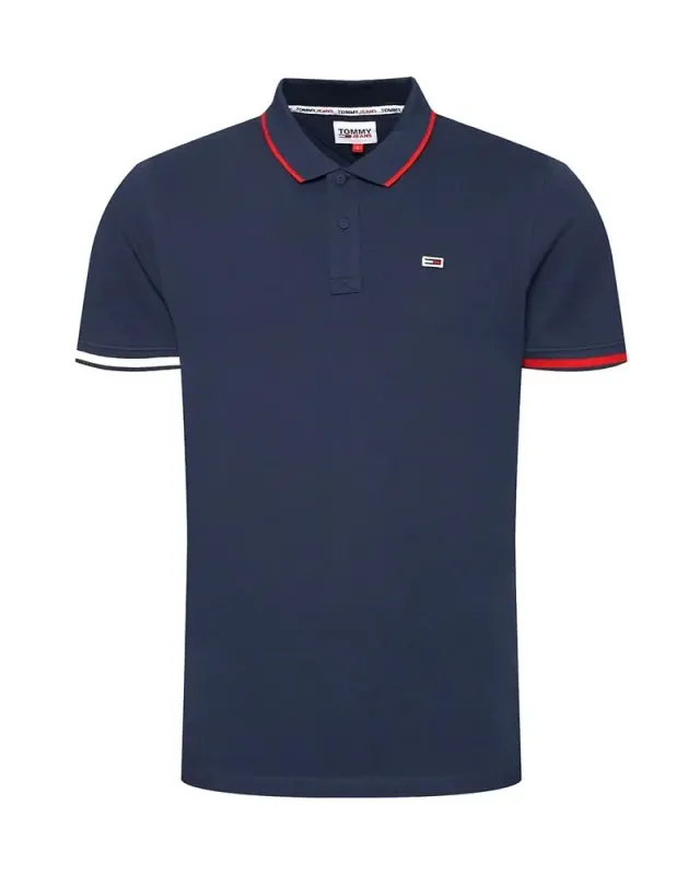 Tommy Jeans TJM REG Flag Cuffs Polo S/S Herren Navy