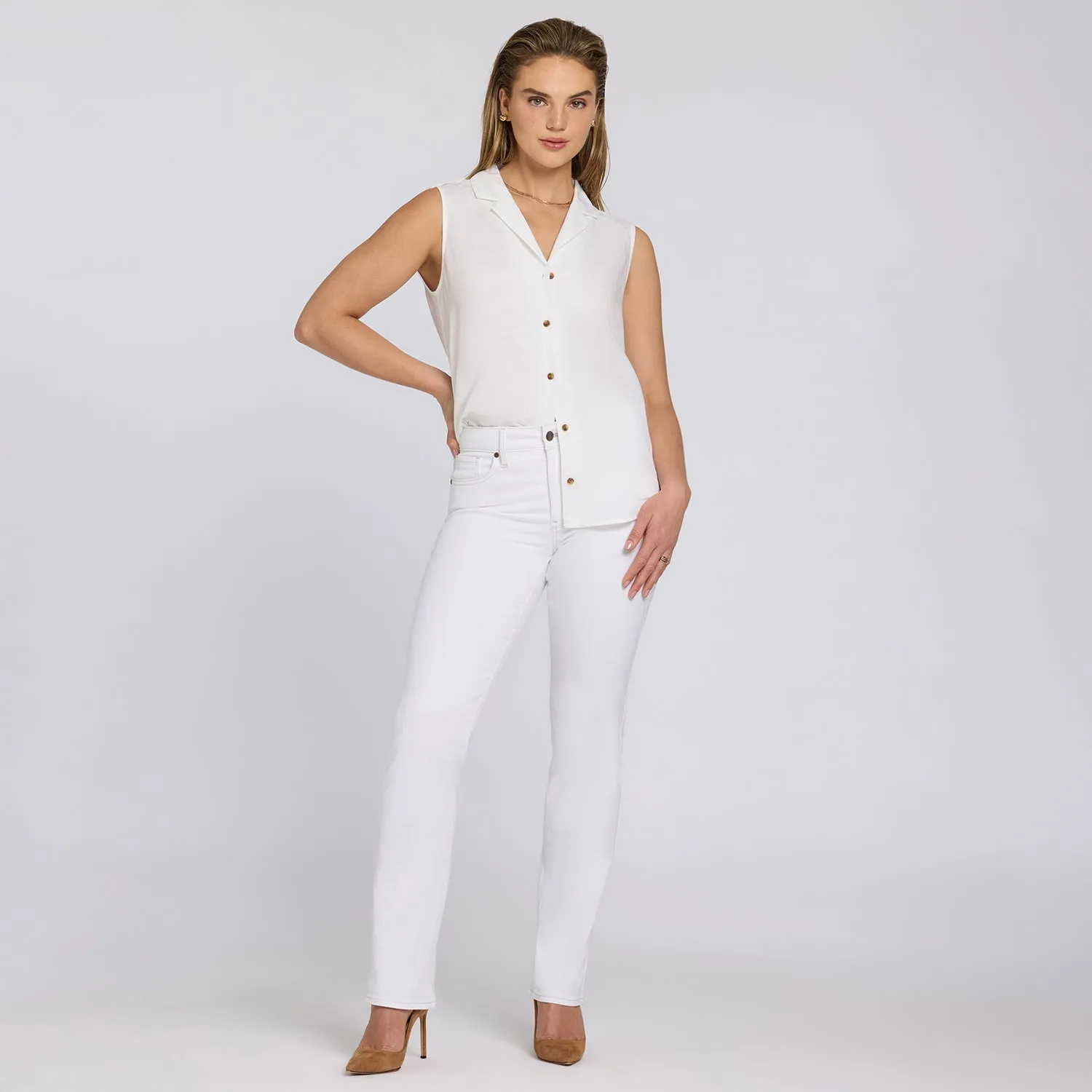 NYDJ Marilyn Straight Jeans Optic White Bestseller