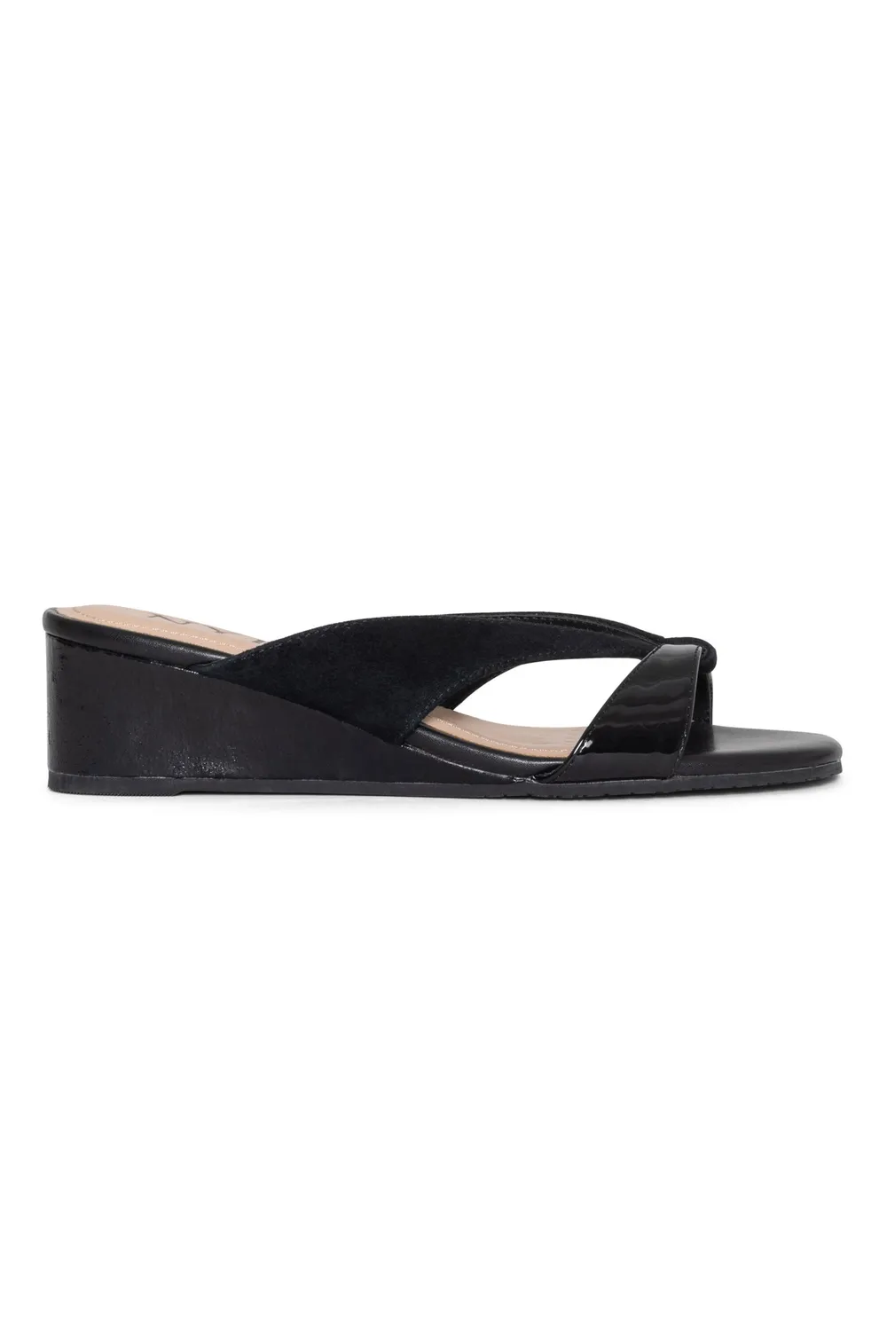NYDJ Contessa Wedge Sandalen Schwarz Keilabsatz