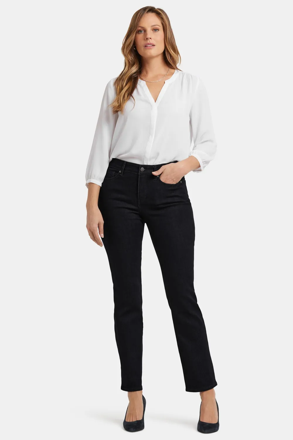 NYDJ Marilyn Straight Jeans Dark Enzyme gerades Bein