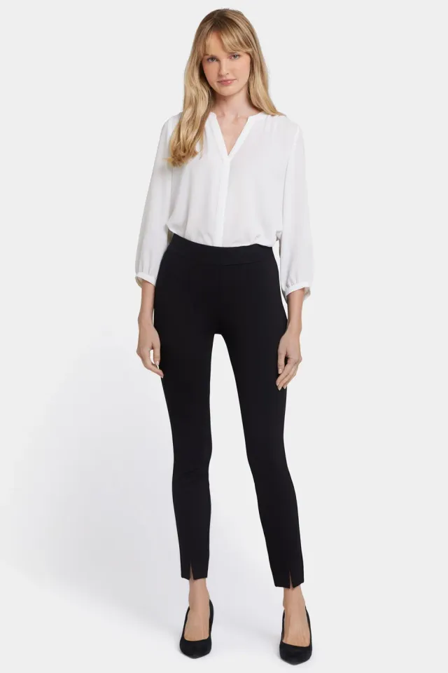 NYDJ Basic Legging Pants Schwarz Ponte-Hose mit Schlitz