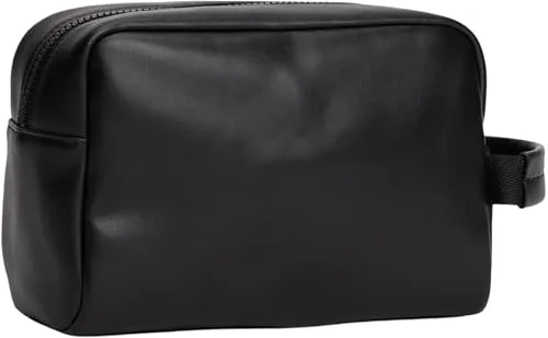 Tommy Jeans Linear Washbag Kulturbeutel Leder Schwarz