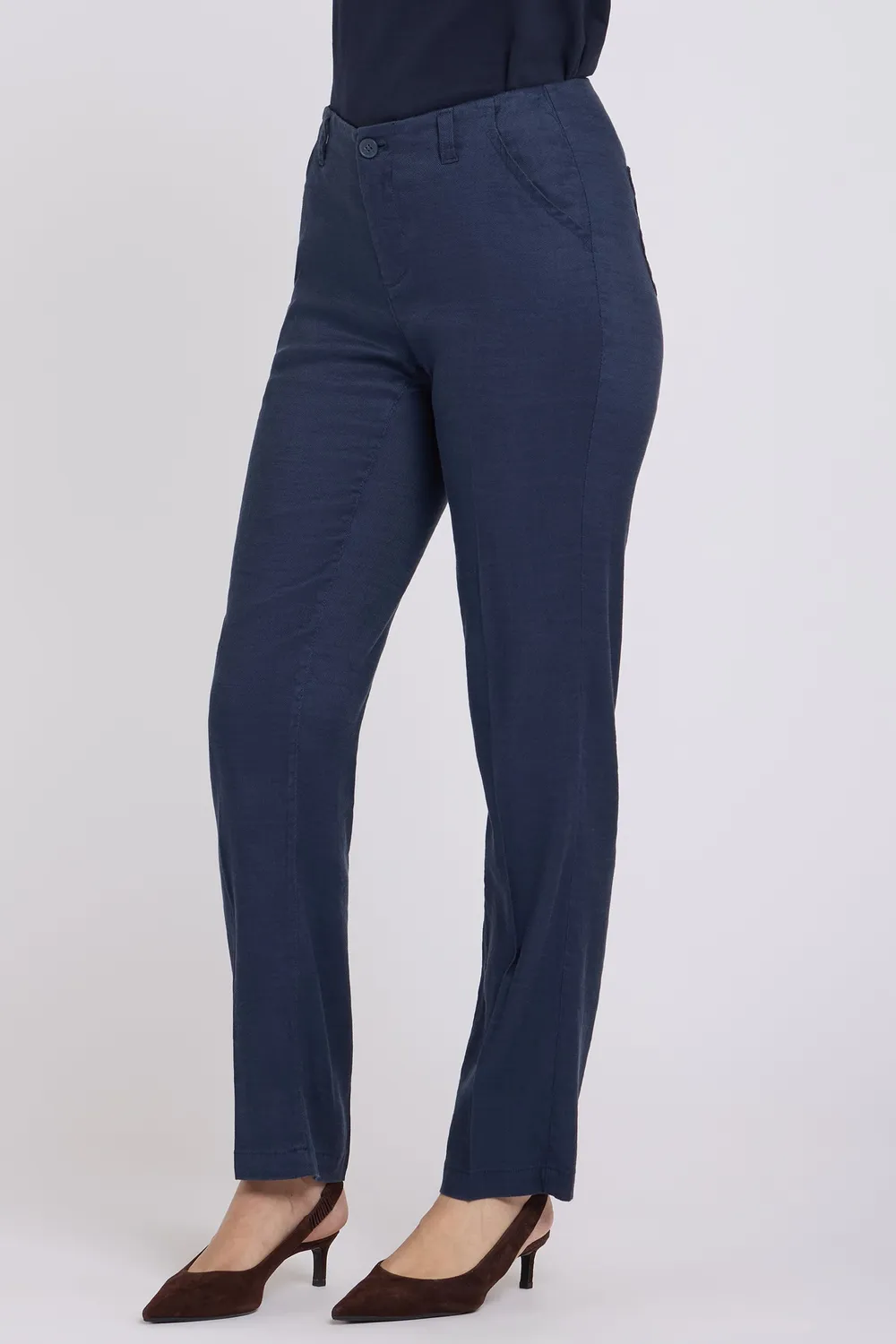 NYDJ Marilyn Straight Pants Oxford Navy Leinen