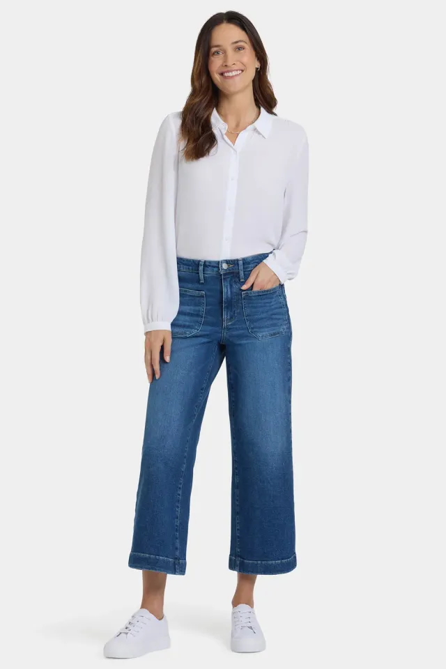 NYDJ Teresa Wide Leg Ankle Jeans Opera Blue High Rise