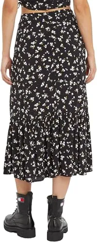 Tommy Jeans Floral Ruffle Midi Rock geblümt