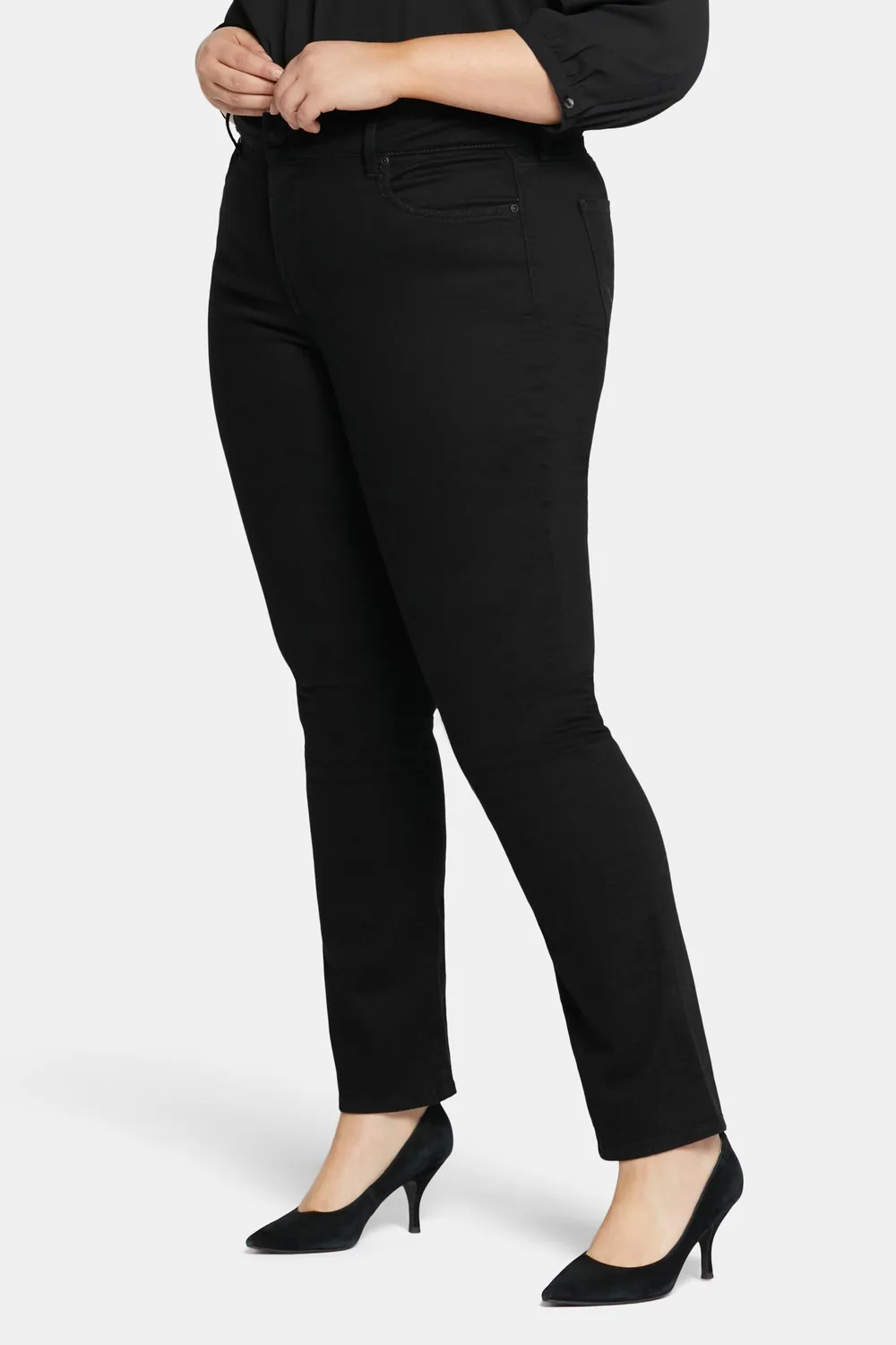 NYDJ Marilyn Straight Jeans Plus Black schwarz