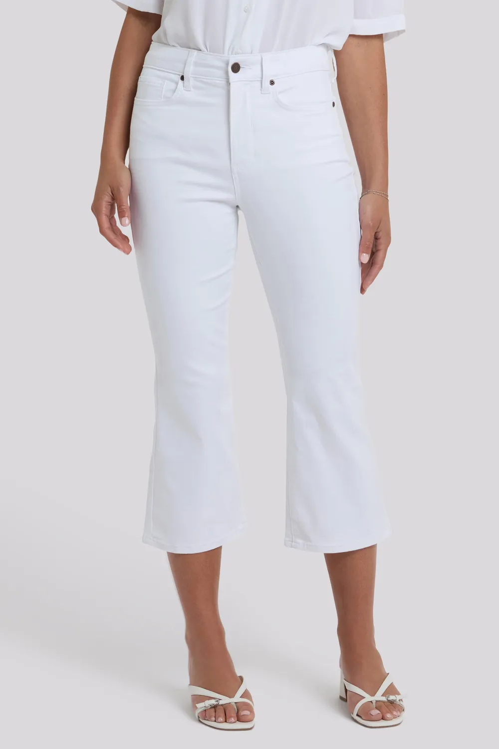 NYDJ Monica Kick Flare Crop Jeans Optic White Stretch