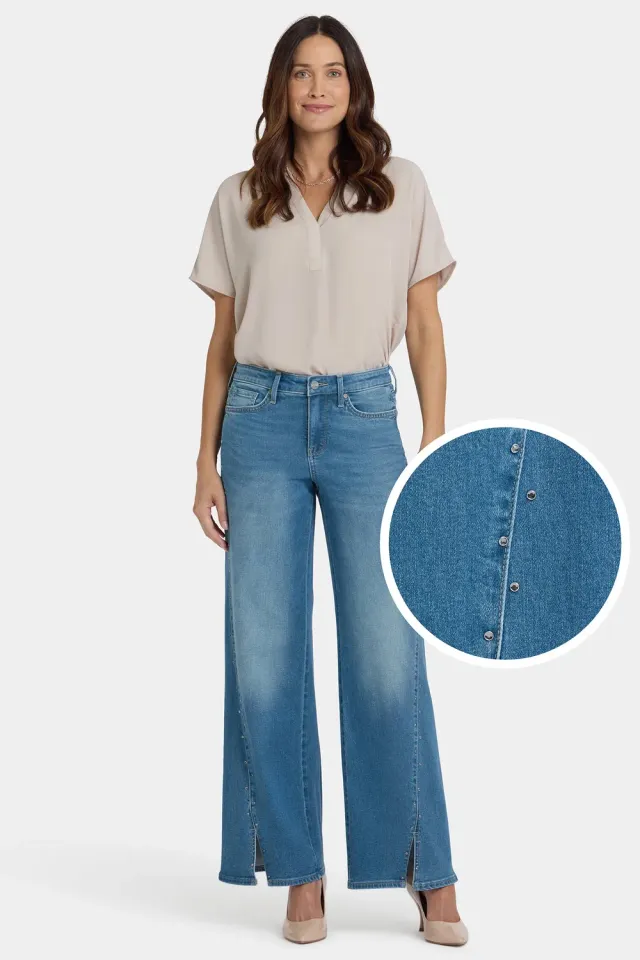 NYDJ Teresa Wide Leg Jeans Avenue Blue mit Strass