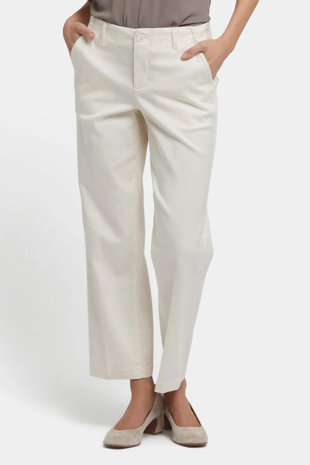 NYDJ Marilyn Straight Ankle Hose Ivory Stretch-Twill