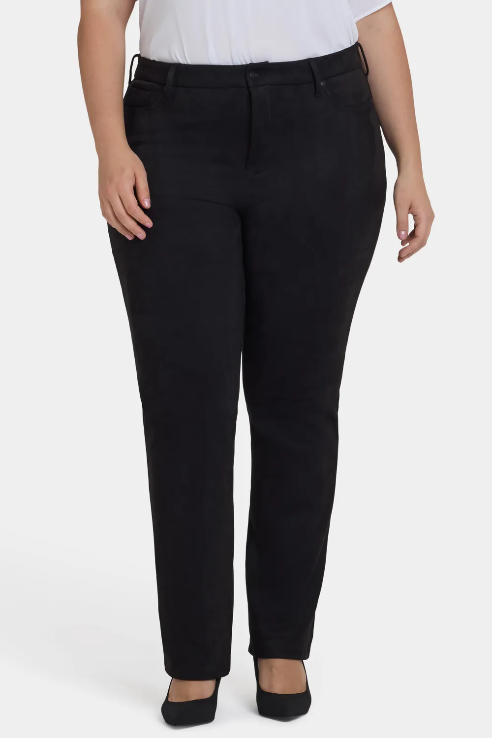 NYDJ Marilyn Straight Plus Size Hose Schwarz Stretch