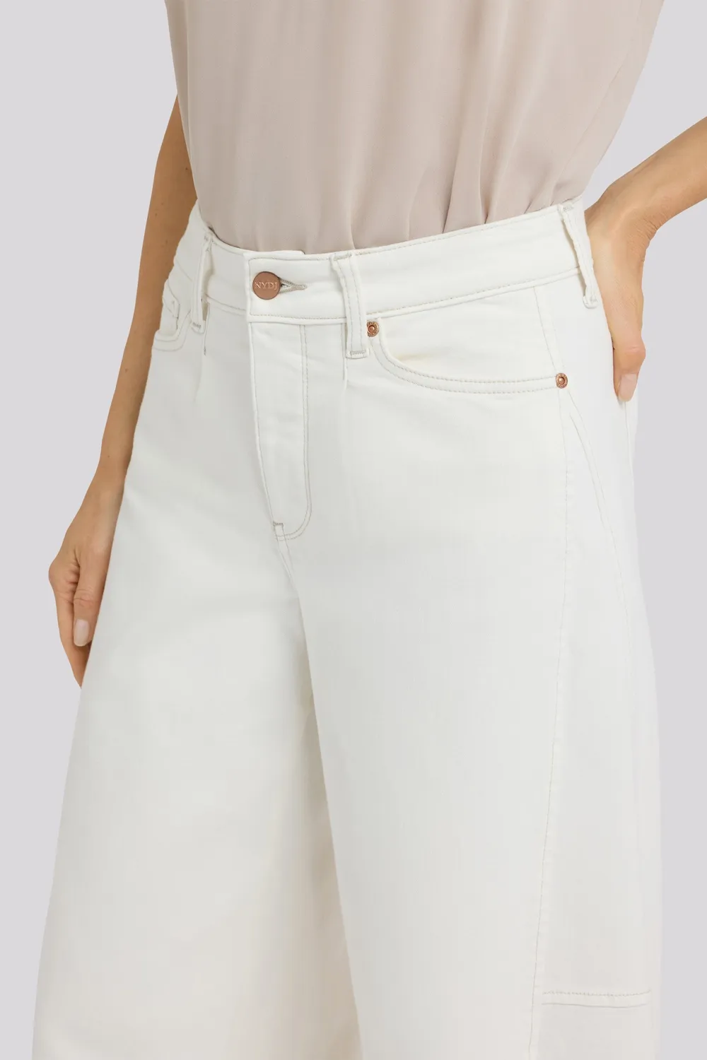 NYDJ Nova Super Wide Leg Jeans Vintage White Weiß