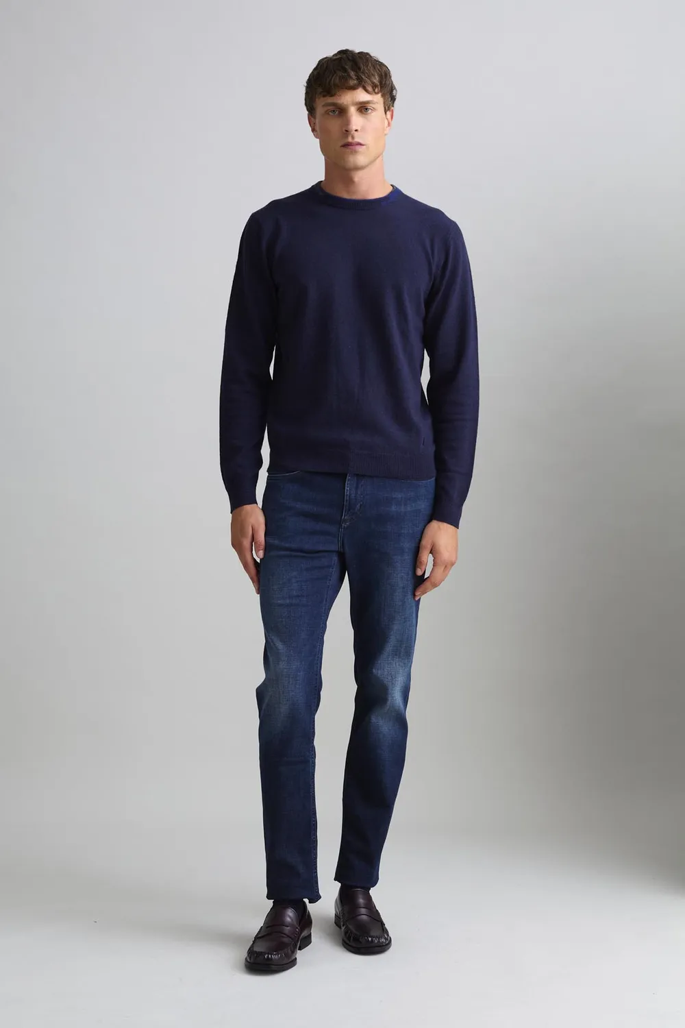Jeckerson Girocollo Pullover dunkelblau Wolle cardato