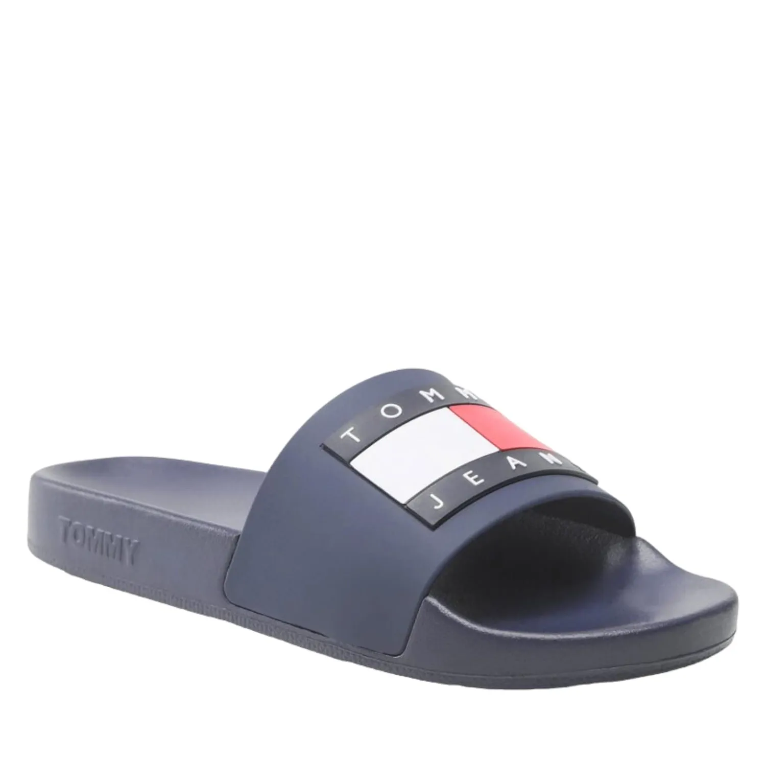 Tommy Jeans Flag Pool Slide Damen Schlappen Schwarz 38 EU