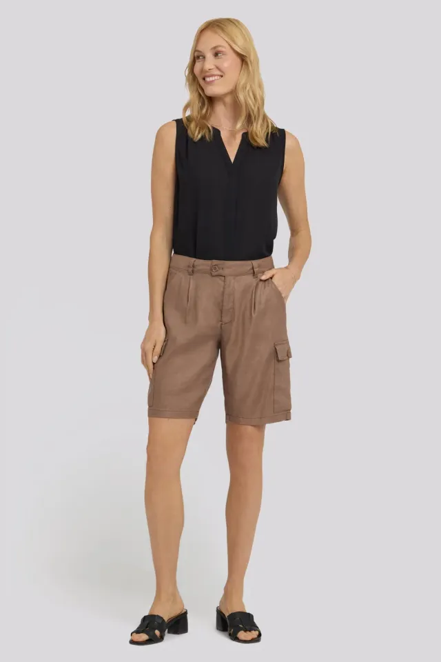 NYDJ Cargo Bermuda Shorts Toasted Coconut Leinen