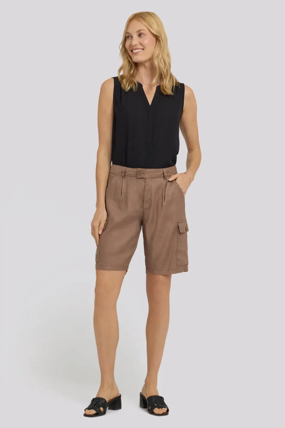 NYDJ Cargo Bermuda Shorts Toasted Coconut Leinen