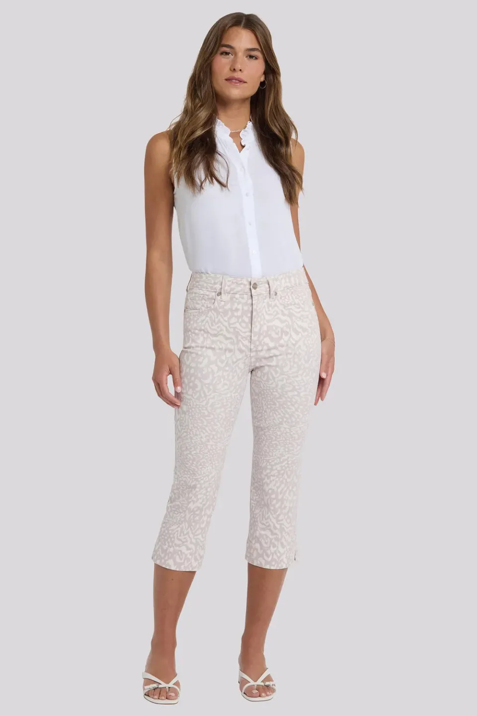 NYDJ Marilyn Straight Crop Petite Jeans Snow Leopard