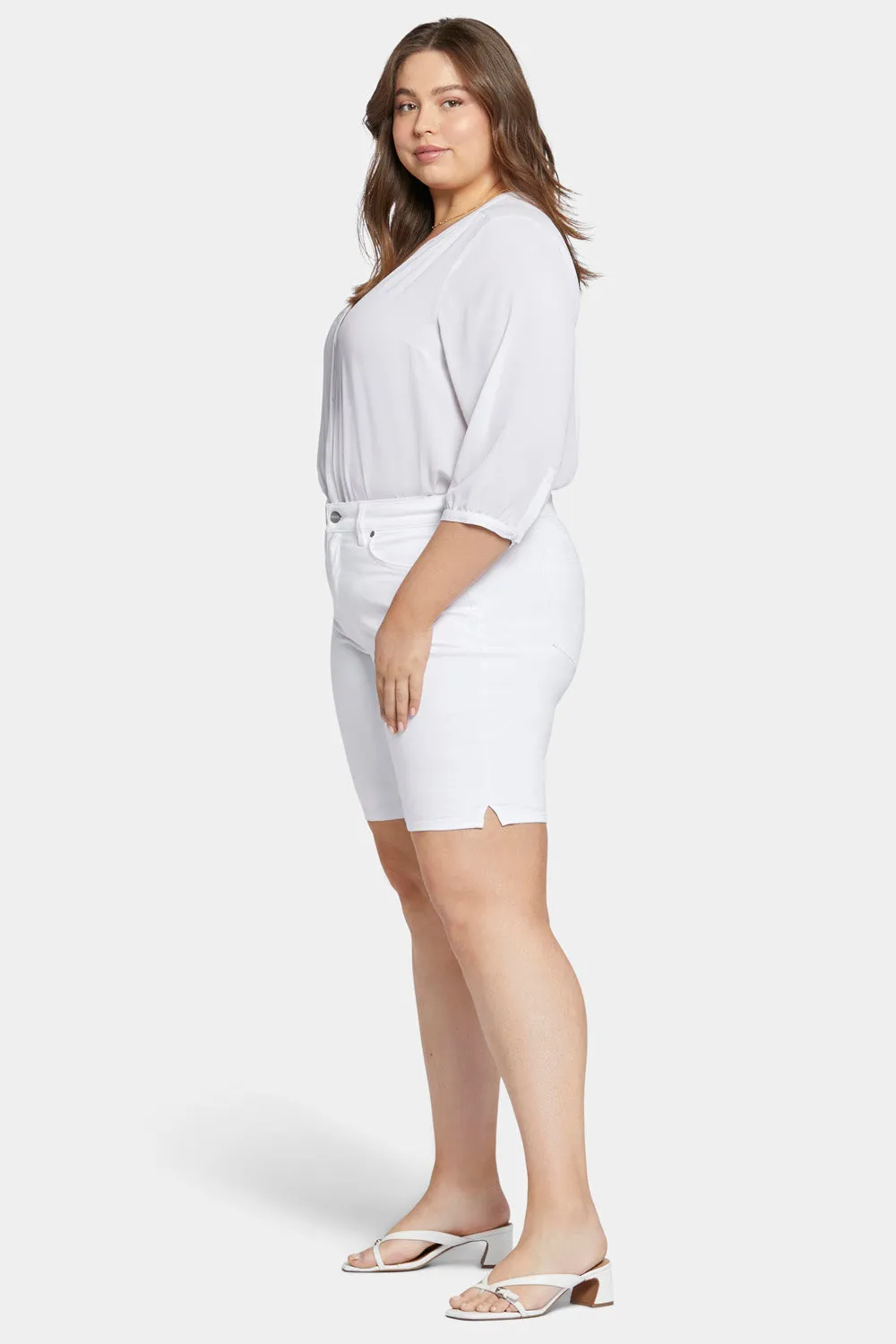 NYDJ Ella Jeansshorts Plus Size Optic White Weiß