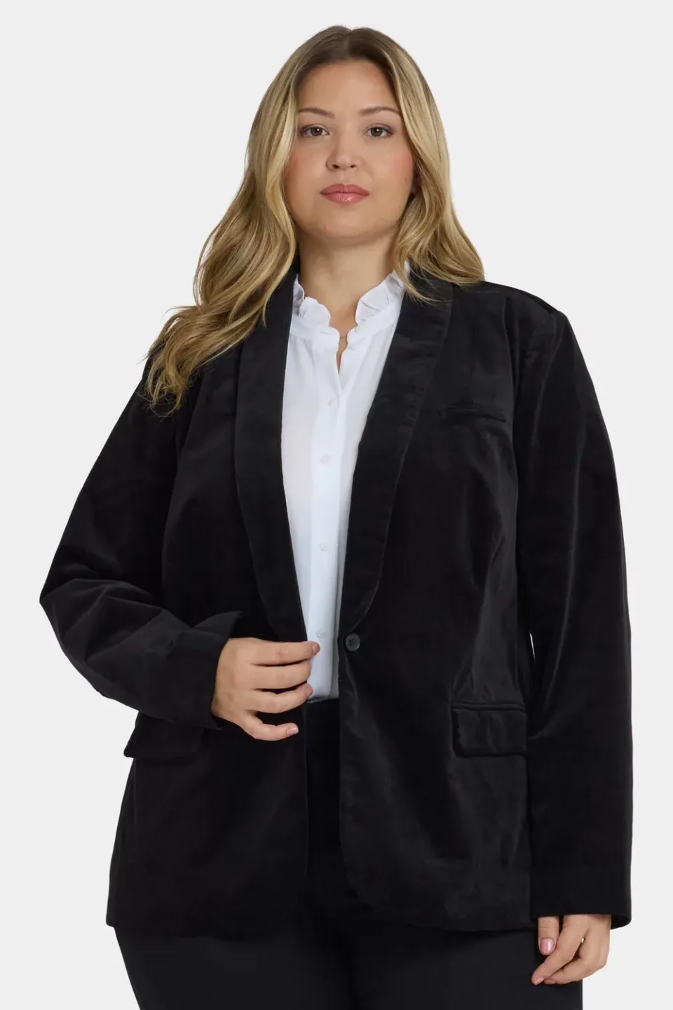 NYDJ Tuxedo Blazer Plus Size Schwarz Velvetsamt