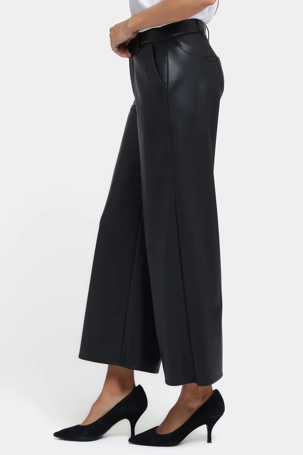 NYDJ Morgan Trouser Hose Schwarz veganes Leder