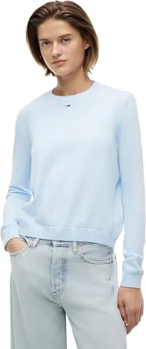 Tommy Jeans Essential Crew DW0 Baumwollpullover L Blau Rundhals