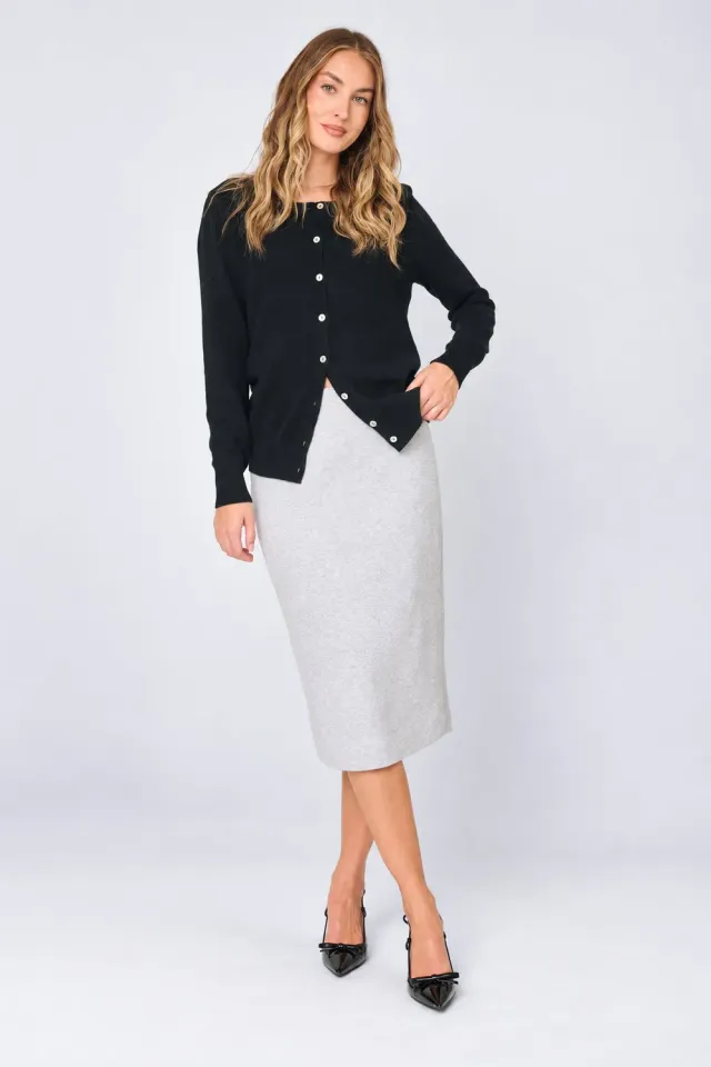 NYDJ Notch Midi Bleistiftrock Heather Grey Ponte