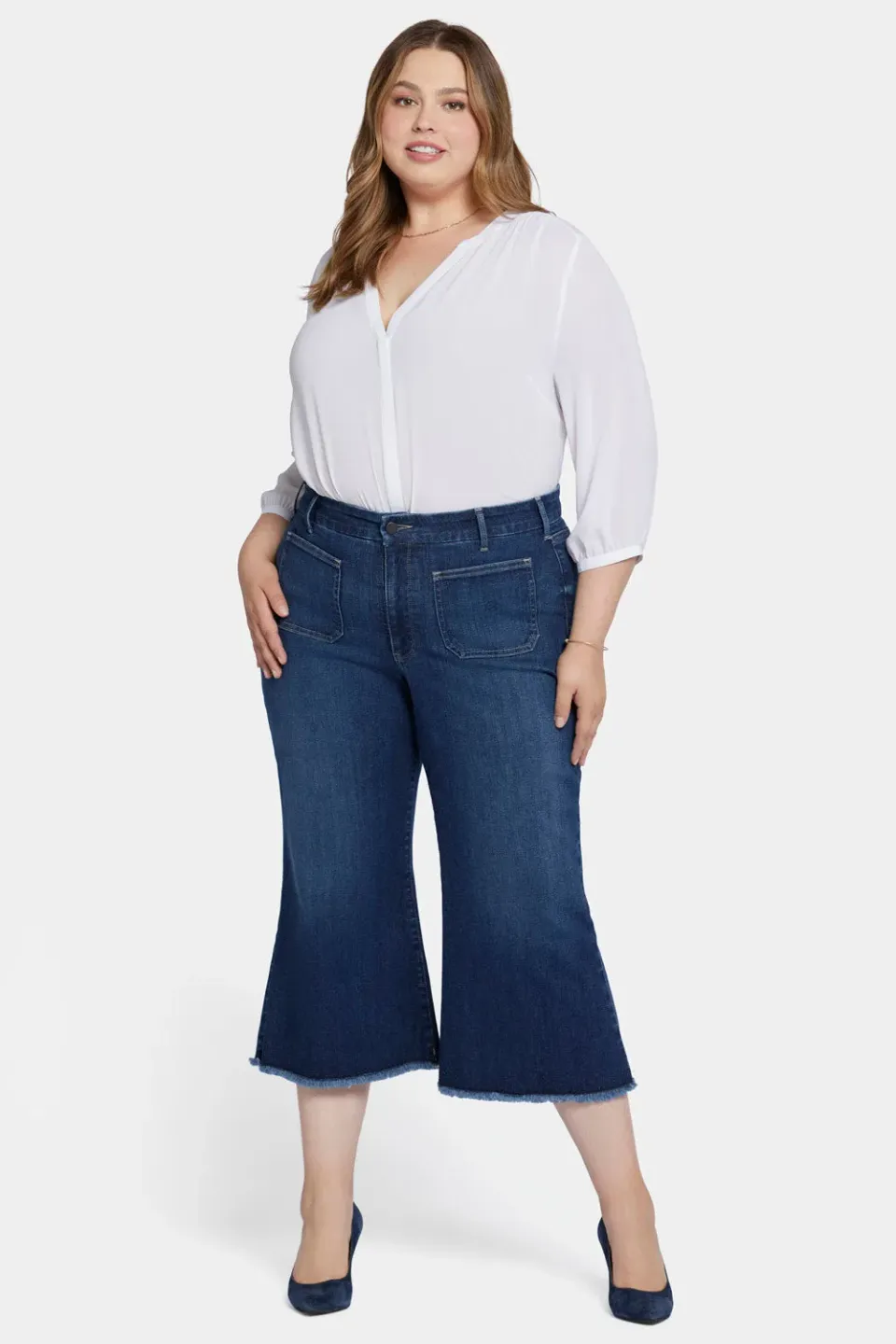 NYDJ Patchie Wide Leg Capri Jeans Plus Fanciful
