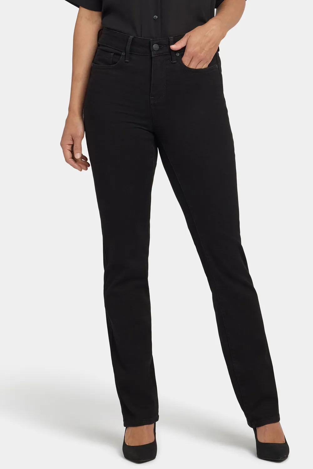 NYDJ Marilyn Straight Jeans Schwarz Stretch