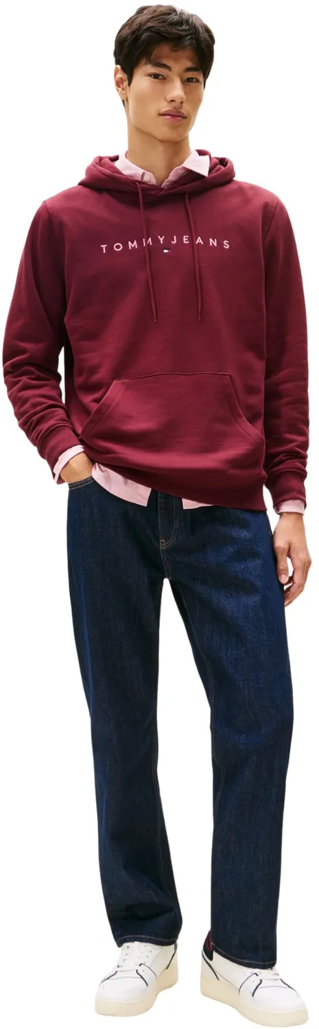 Tommy Jeans Linear Logo Hoodie Herren Kapuzenpullover Schwarz Baumwolle